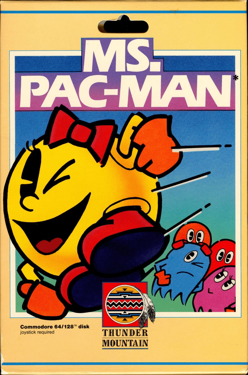 Ms Pac-Man box art for Commodore 64